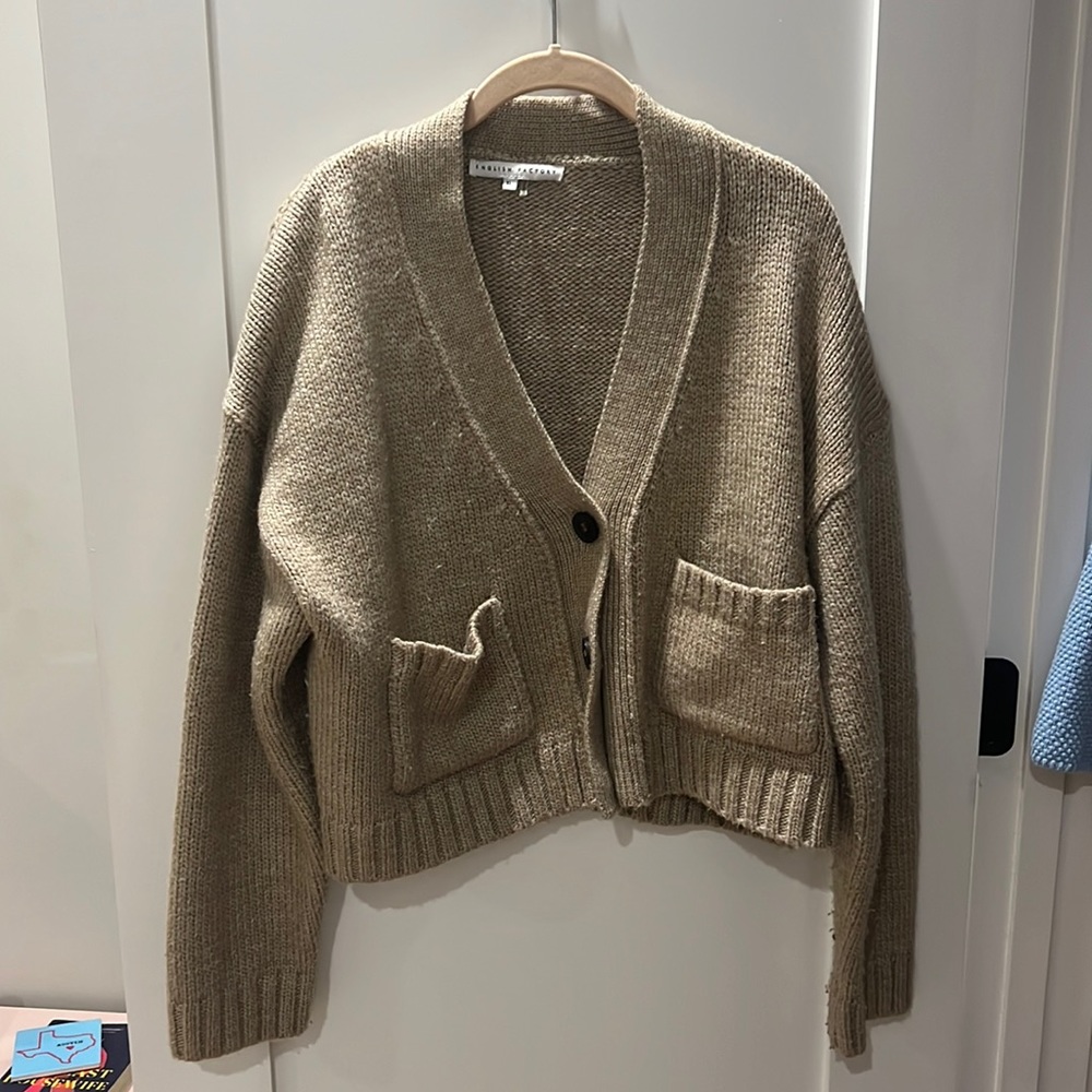 English Factory Button Cropped Cardigan
